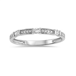 Stackable Ring with .16ctw Round Diamonds in 10k White Gold