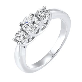 3 Stone Engagement Ring with .25ctw Round Diamonds in 14k White Gold