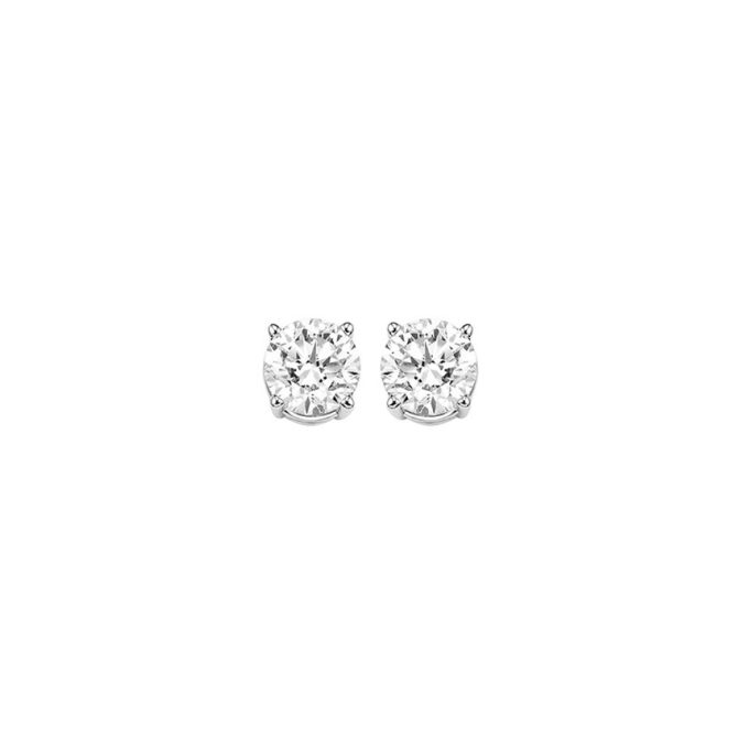 Classic Stud Earrings with .30ctw Round Diamonds in 14k White Gold