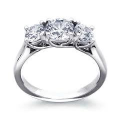 3 Stone Engagement Ring with 1ctw Round Diamonds in 14k White Gold