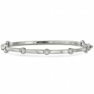Hearts on Fire Copley Multi Stone Bangle Bracelet with .16ctw Round Diamonds in 18k White Gold