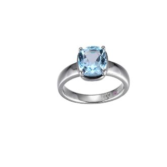This stunning SS ELLE "MARBLE" RHOD 8MM CUSH GEN BLUE TOP SOL FASH RING showcases a unique blue topaz stone set in a beautiful rhodium-plated sterling silver band. The intricate marble design adds a touch of sophistication to any outfit.