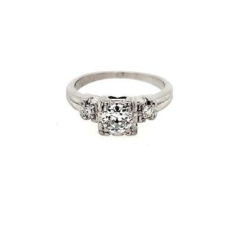 Pre-Owned Vintage 3 Stone Ring with .47ct Round Diamonds in Palladium