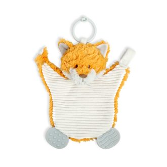 This adorable woodland-themed accessory combines two essential baby items into one handy product. With the softened texture for gentle soothing, it serves as a teething aid for infants. It's also equipped with a handy feature that secures a pacifier, preventing loss. Highly-durable and easy-to-clean, it's a must-have product for keeping your baby pacified and comfortable.