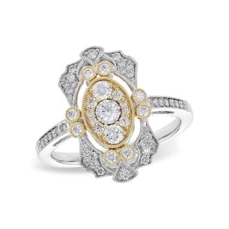 Vintage-Inspired Fashion Ring with .50ctw Round Diamonds in 14k Two-Tone