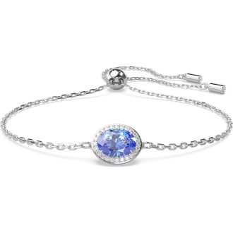 Adorn your wrist with an elegant blend of resplendent blue and clear crystals. This radiant bolo bracelet set in a shiny rose gold embraces an enchanting constella design. The exquisite accessory features a crystal halo with pave detailing creating a luxurious statement piece. Explore refined glamour with this splendid masterpiece.
