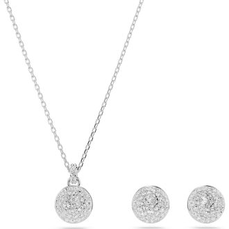 Experience timeless elegance with this radiant white jewelry set that alights beautifully with any outfit. Comprising a rhodium plated pendant and matching earrings, inspired by the grandeur of Meteora. Their enduring design will elevate your style effortlessly, making them a sophisticated addition to any collection.