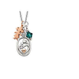 An elegant, sterling silver pendant featuring a loving image of a mother holding her child. Comes with a durable chain; perfect for everyday wear or special occasions. Provides the opportunity to personalize it with separately sold charms to mark memorable milestones. A symbolic piece that celebrates the powerful bond between mother and child.