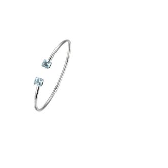 Stunning SS Elle rhodium plated bangle with 6mm cushion cut marble blue top and 6.5" cuff.