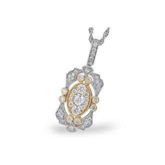 Vintage-Inspired Fashion Necklace with .50ctw Round Diamonds in 14k Two-Tone
