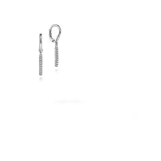 Gabriel Leverback Dangle Earrings with .11ctw Round Diamonds in 14k White Gold