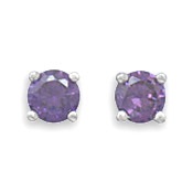 Silver Stars Collection February Birthstone Stud Earrings