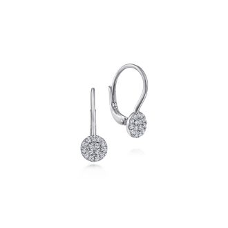 Gabriel & Co Drop Earrings with .14ctw Round Diamonds in 14k White Gold