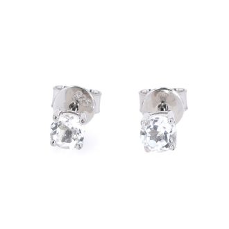 Round White Topaz Stud Earrings in Sterling Silver