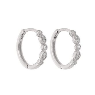 Hoop Earrings with .14ctw Round Diamonds in 10k White gold