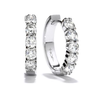 Hearts on Fire Mini Hoop Earrings with .98ctw Round Diamonds in 18k White Gold