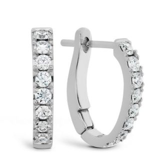 Hearts on Fire Mini Hoop Graduated Earrings with .33ctw Round Diamonds in 18k White Gold