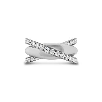 Indulge in elegance with this sophisticated fashion ring, masterfully crafted from 18K white gold. The stunning design holds an impressive cloister of 29 alluring round diamonds, displaying a total carat weight of 0.75. Express charm and opulence with its pulsating radiance, part of our high-quality Grace Collection.