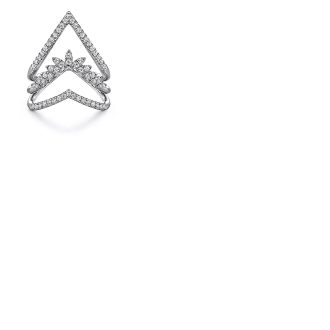 Gorgeous 14K white gold chevron diamond fashion ring with 0.54 carats of dazzling diamonds.
