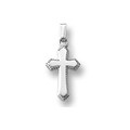 Sterling Silver Beaded Edge Polished Cross Pendant 15" Chain