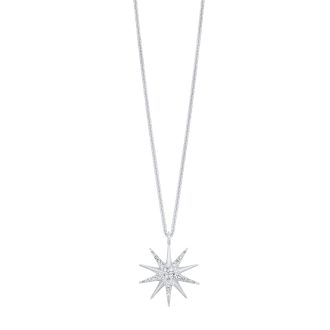 Star Fashion Necklace with .10ctw Round Diamonds in Sterling Silver