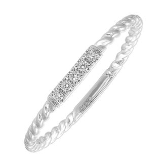 Experience luxury with this ritzy 10 Karat White gold ring, elegantly designed in rope fashion with five dazzling round diamonds, each weighing 0.05 carat. Serving as a captivating symbol of lasting affection, this sophisticated five-stone band strikes a perfect balance between style and sentimental value.