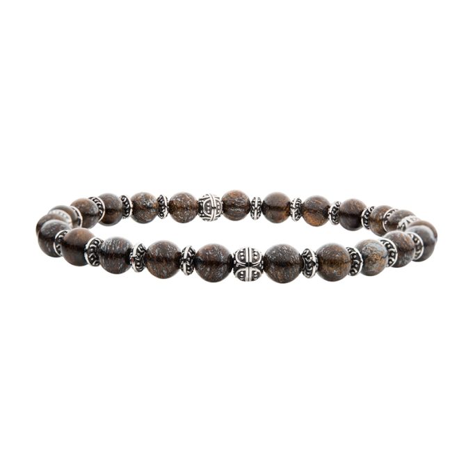 Inox Bronze Stones with Black Oxidized Beads Bracelet