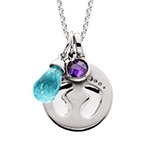 Showcase your motherhood celebrating glee with this pendant, gracefully crafted in SS with baby feet detailing offering a sweet subtle sense of motherly love. Complete with an elegant chain- it serves as a sublime beauty on its own. Please note charms are offered separately to personalize this keepsake.
