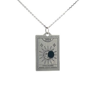 Highlight your passion for astrology with this Sterling Silver Custom Made Solar Eclipse Tarot Charm Necklace. Fashioned from high-quality sterling silver, this personalized piece features a dazzling solar eclipse and intricate Tarot charm. A unique and trendy addition to your jewelry collection.