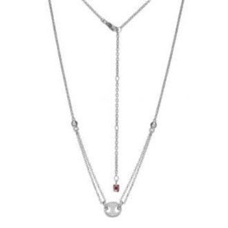 This beautifully versatile necklace features a mesmerizing Marina Link centre, elegantly crafted in rhodium. Adorned with cubic zirconia for a touch of brilliance, the piece is strung on a classic 17-inch Rolo Chain with a 3-inch extension. A chic statement from the Espion collection of the renowned SS Elle brand.