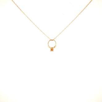Citrine Birthstone Ring Charm Necklace w/ Chain in 10k Yellow Gold