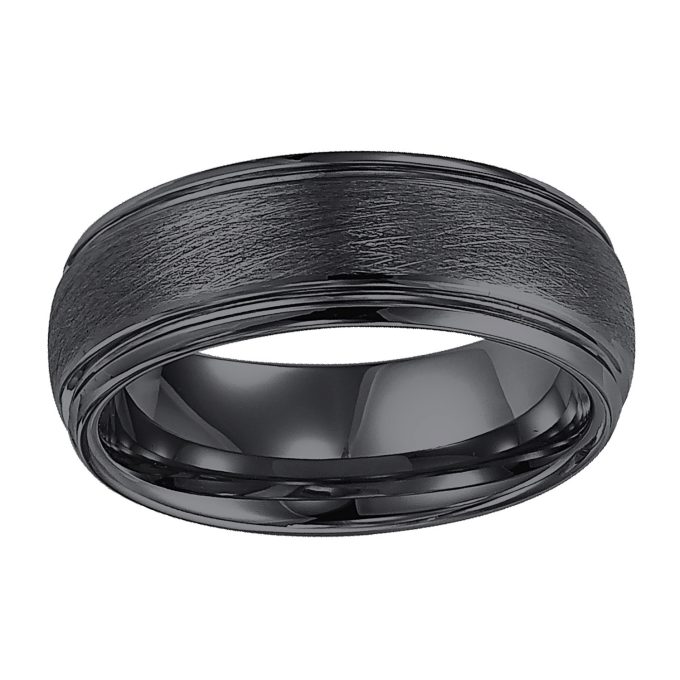 Triton Men's Wedding Band 8mm in Black Tungsten Carbide Brushed Center