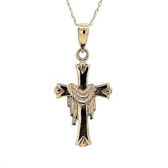 Draped Cross Necklace in 14k Yellow Gold