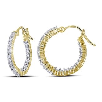 Inside-Out Hoop Earrings with .50ctw Round Diamonds in 10k Yellow Gold