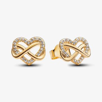 Sparkling Infinity Heart Stud Earrings