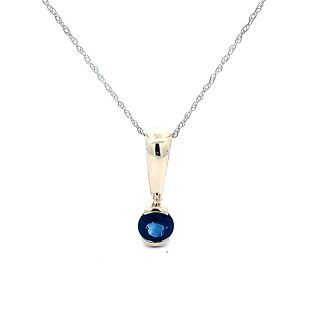 Pre-Owned Slide Necklace with Round Sapphire in 14k Yellow Gold