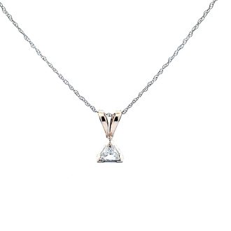 Pre-Owned Solitaire Necklace with 1/3ct Trillion Cut Diamond in 14k Yellow Gold