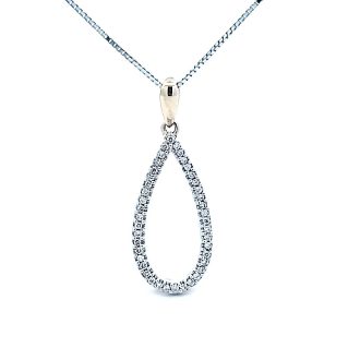 Pre-Owned Teardrop Necklace with .25ctw Round Diamonds in 14k Two-Tone