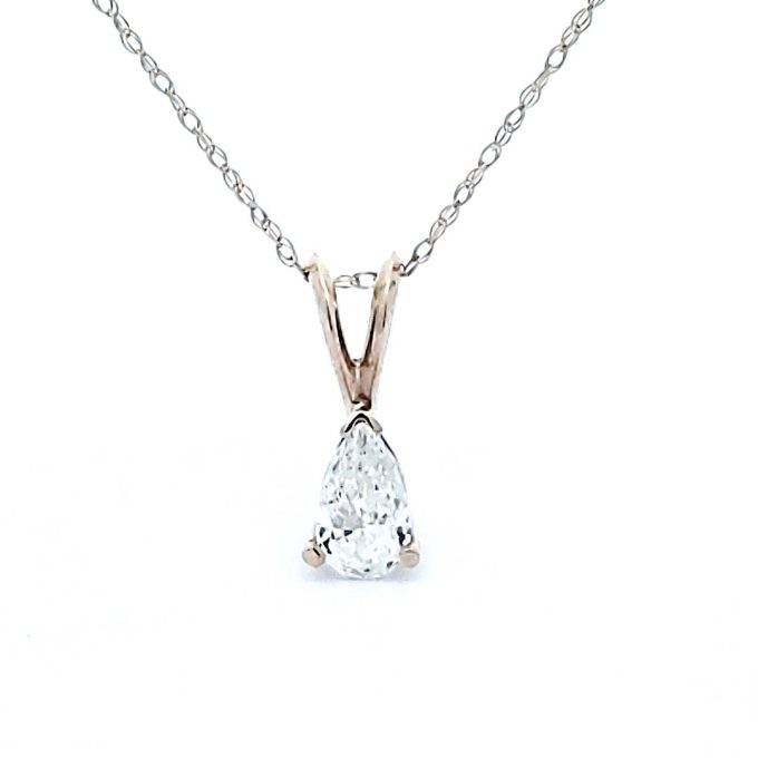Pre-Owned Solitaire Necklace with .39ct Pear Cut Diamond in 14k Yellow Gold