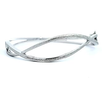 Breuning Bangle Bracelet with White Sapphires in Sterling Silver