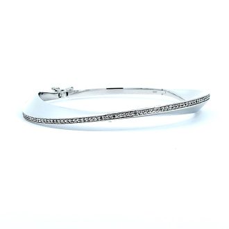 Breuning Bangle Bracelet with White Sapphire in Sterling Silver