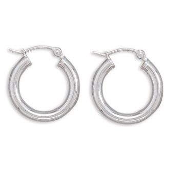 Silver Stars Collection 3mm X 20mm Hoop Earrings With Click