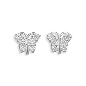 Silver Cubic Zirconia Butterfly Childs Earrings