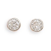 Bezel Cubic Zirconia Stud Earrings in Sterling Silver