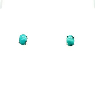 Oval Turquoise Stud Earrings in Sterling Silver