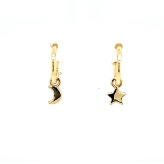Moon and Star Hoop Earrings in 14k Yellow Gold-Plated Sterling Silver