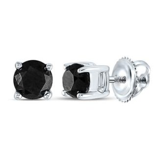 Stud Earrings with .50ctw Round Black Diamonds in 10k White Gold