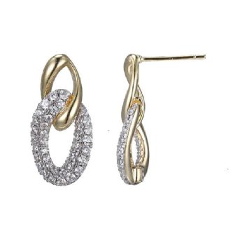 Elle Dangle Earrings with Cubic Zirconia in Gold-Plated Sterling Silver