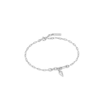 Ania Haie Silver Sparkle Drop Pendant Chunky Chain Bracelet
