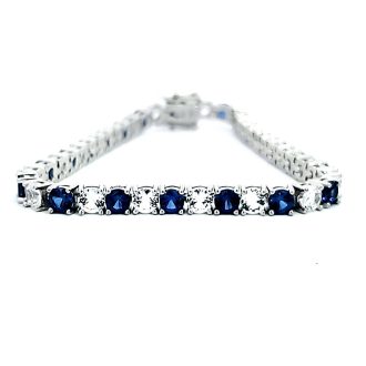 Tennis Bracelet with Lab Grown Sapphires in Sterling Silver